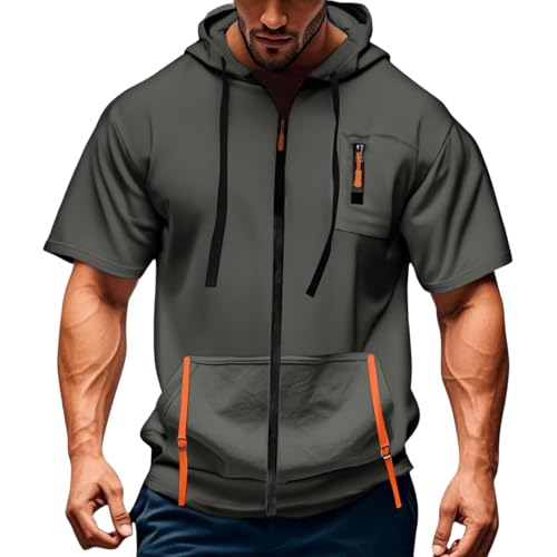 Image of Generisch Casual Hooded Jacket with Zip in Plain Colour for Everyday Wear - Sweatshirt Jacket with Front Zip and Hood, gray, M