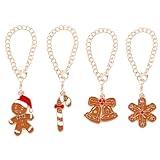 LUOTIVON 4PCS Christmas Charm Accessories for Stanley Cup, Gingerbread Man Keychain Handle Charm for Stanley Tumbler, Christmas Gift Stocking Stuff