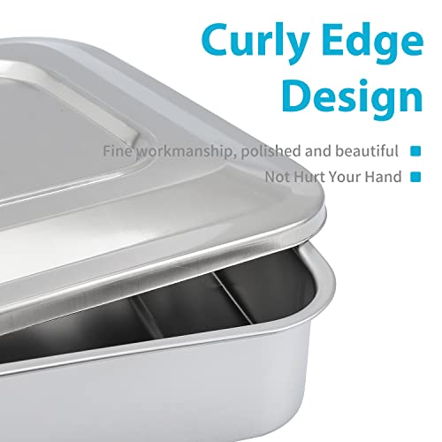 Medical Surgical Trays Stainless Steel Dental Instruments Tray Organizer Holder Sterilization Plate Trays Boxs With Lid & Handle Grip Large #TOP4