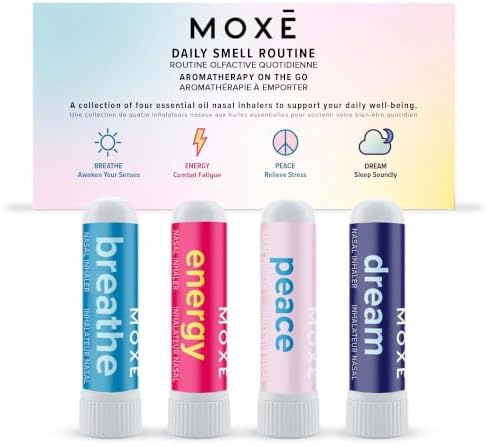 MOXE Daily Aromatherapy Routine Nasal Inhaler Stick Bundle, 4 Scents