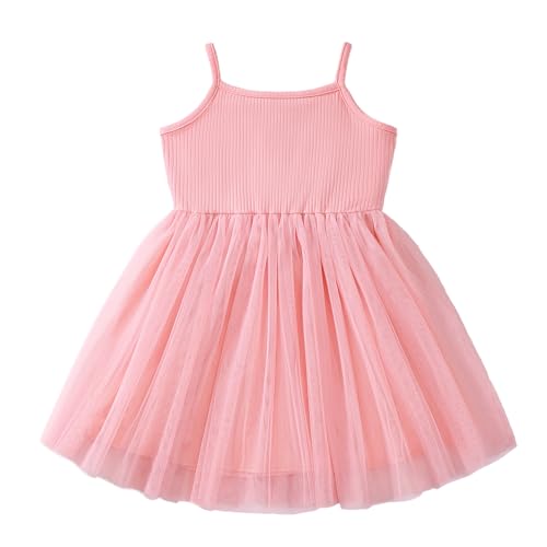Dioshark Vestito Ragazza Bambino Rosa Senza Manica Cotone Abito di