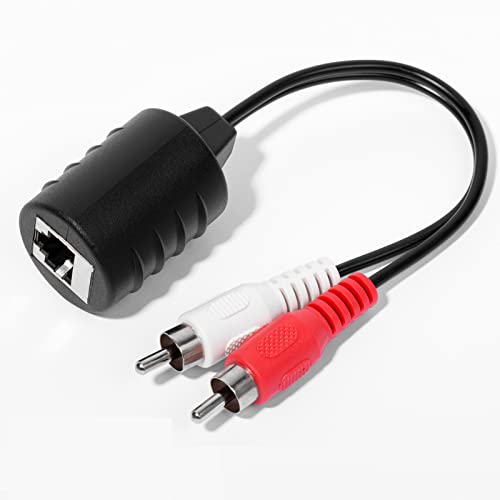 Lineso Stereo Dc3.5Mm Stereo And Rca Red White Audio Signal Balun Over Cat5/6 Cable #TOP2