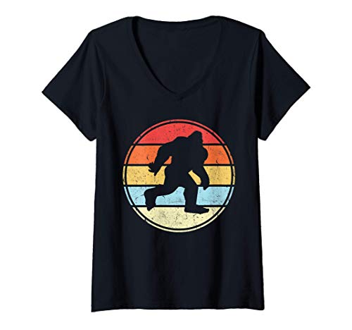 Donna Vintage Bigfoot Believer Retro Sasquatch Funny Bigfoot Maglietta con Collo a V