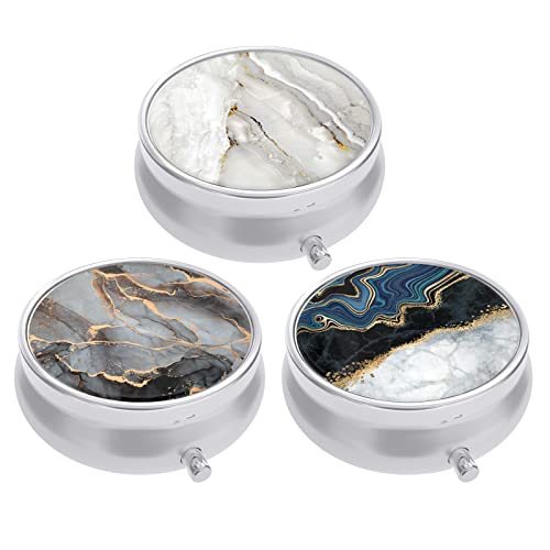 Image of 3 Pack Pill Box, Small Pill Case for Purse & Pocket, Cute Travel Medicine Organizer, Portable Medicine Container Holder to Hold Vitamins, Medication, Fish Oil & Supplement, Abstract Art Marble | Cute Travel Medicine Organizer, Portable Medicine Container Holder to Hold Vitamins, Medication, Fish Oil & Supplement