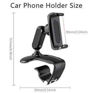 ComPDCVD Support de Téléphone Multifonction pour Tableau de Bord de Voiture Automobile Car Phone Mount avec Clip à Ressort réglable Rotatif à 360° pour GPS et Les Smartphones de 4 à 7 Pouces - Noir