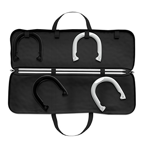 Professional Grade Horseshoe Set - Heavy-Duty Set with Carrying Bag, 4 Horse Shoes, and 2 Poles - Outdoor Games for Adults and the Whole Family by Trademark Games - Thumbnail 4