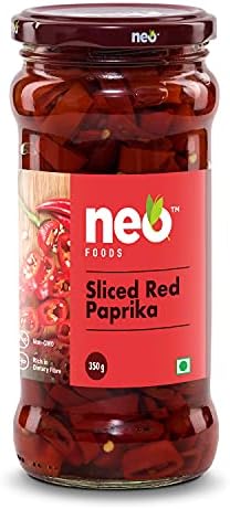 Neo Sliced Red Paprika 350g I 100% Plant Based I Ready-to-Eat Fibre-Rich Topping for Pizza, Pasta, Burger, Snacks and Salads I (Pack of 1)