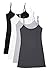 RT1002 PK Ladies Adjustable Spaghetti Strap Long Tank Top 4Pack - BLK/WHT/H.CHC/H.Grey S
