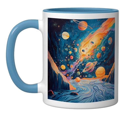 Cosmic Vortex Galaxy Surreal Planet Stars Space Art Ceramic Mug,