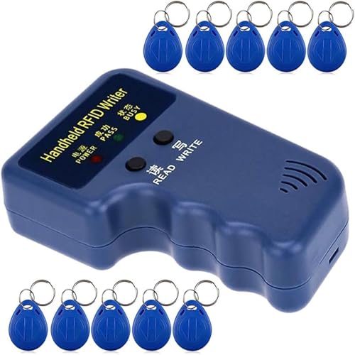 Godely RFID Handheld 125 kHz Schlüsselanhänger Smart Reader Writer Kopierer mit 10 beschreibbaren T5577 Schlüsselkarten