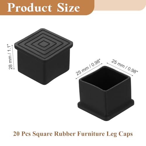 Capuchons carrés en PVC 2,4x2,5 cm : protégez vos sols des rayures de chaises - 3