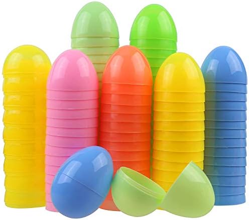 VEYLIN 60 Pieces Plastic Easter Eggs Empty Surprise Eggs Hunt Assorted Color Mini Easter Eggs