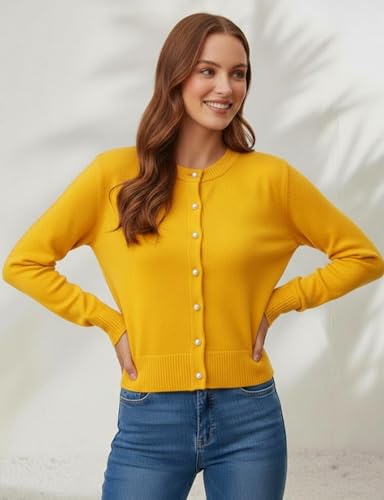 Image of Women's Casual Slim Fit Cardigan Sweaters Long Sleeve Button Down Lightweight Waist Length