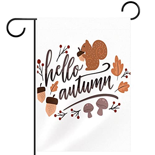 Drapeau de jardin automne écureuil en polyester pongé durable de qualité supérieure