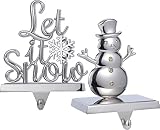 Set of 2 Christmas Stocking Holders for Mantel,Snowman Stocking Hangers for Fireplace,Mantelpiece Ho
