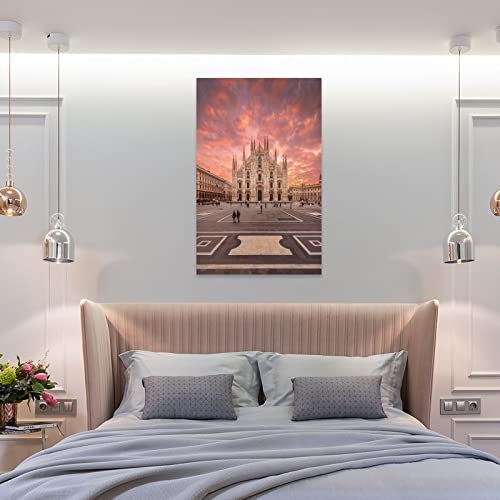 Famous Landscape Pictures Photography Art Poster, Milan Cathedral, Print Painting Wall Art Painting Canvas Painting Posters And Prints Wall Art Pictures For Living Room Bedroom Decor 12X18Inch(30X45C #TOP7