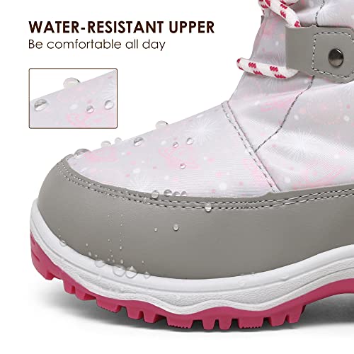 Dream Pairs Nordic Boys Girls Slip Resistant Faux Fur Lined Knee High Winter Snow Boots Size 13 Grey/Pink #TOP3