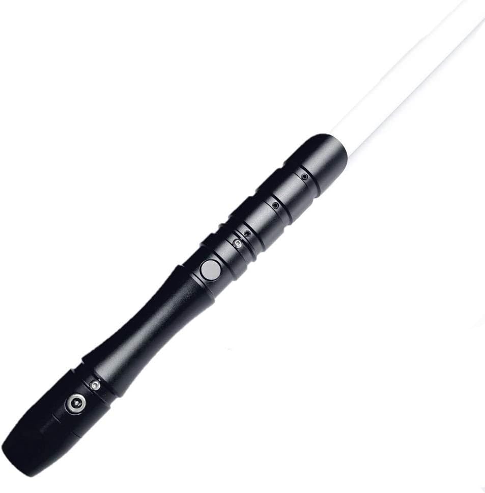 X-TREXSABER Upgrade Light Saber, Frosted Aluminum Alloy Hilt, 12 RGB LED with 10 Sound Fonts Blaster Sound, Heavy Dueling with Flash on Clash and Waving Sound,1 inch Blade -- E28 (Black)