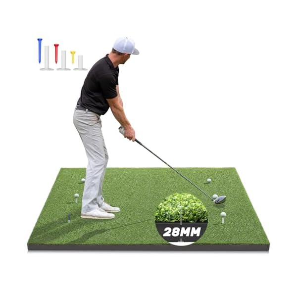 Golf Mat: Premium 28mm 5×4 Pro Golf Hitting Mat for Outdoor & Indoor Golf Practice, Ideal Golf Swing Chipping Training Mat for Backyard, Garage, Basement – Golf Training Aid for Men/Dad/Golfers