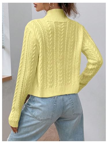 Image of MakeMeChic Women's Cropped Cable Knit Sweater Zip Cardigan Fall Clothes