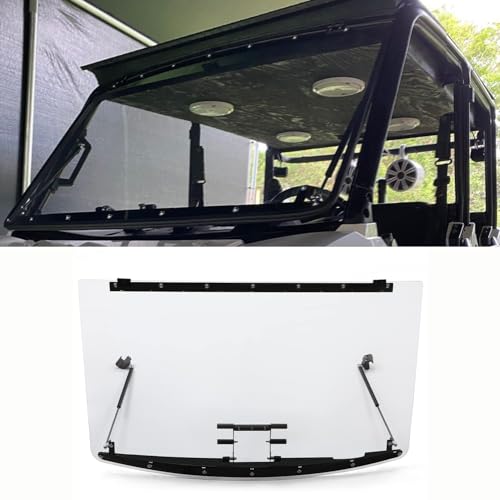 KUAFU 3-IN-1 Flip Windshield Compatible with 2013+ Polaris Ranger XP 900 1000 Crew Diesel Gas Spring Included - Clear