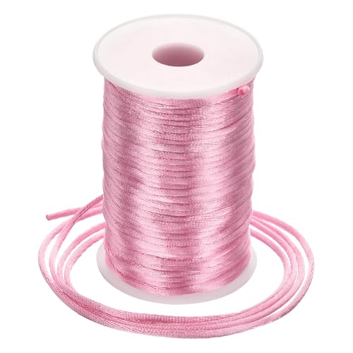 Rebower Nylon Satin Cord 3mm, 55 Yard Nylon String for Bracelet Braided Thread [for Jewelry Making Necklace Chinese Knot Craft] - Pink