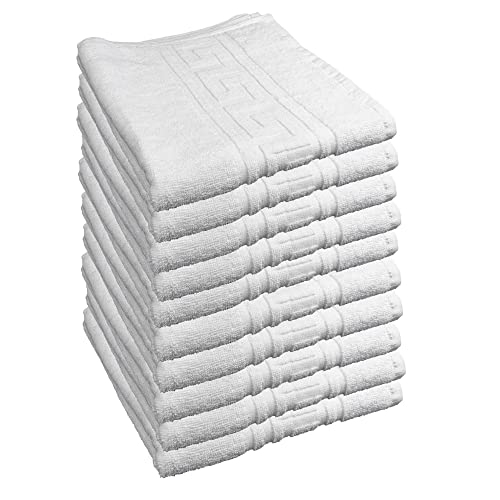 ROYAL EUROPE TEXTILE SL Toallas Lavabo 100% algodón Medidas 50x100cms. acabadas en Greca Color Blanco. 450 Gramos/m2. 10 Toallas.