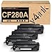 V4INK 4 Pack Compatible Replacement for HP 80A CF280A Toner Cartridge - for use in HP LaserJet Pro 400 M401dne, HP Pro 400 M401n, HP Pro 400 M401dw, HP Pro 400 MFP M425dn series printers