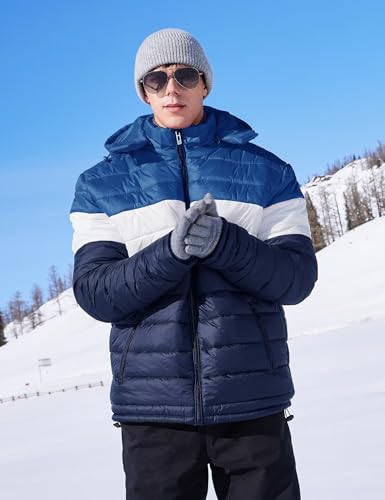 BEST SOUTH Men's Winter Puffer Jacket Hooded Puffy Fleece Warm Lightweight Coat Outerwear Cold Weather2