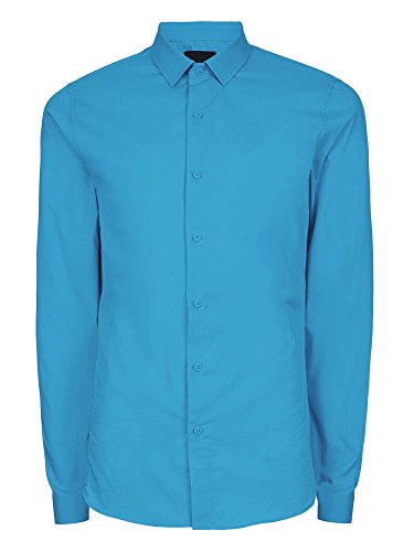 Hat and Beyond Mens Dress Shirt Button Down Long Sleeve Collar Solid Casual Slim Fit (Large, 1NR0001_Aqua)