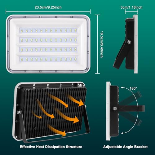 Viugreum 150W LED Outdoor Floodlight 2 Packs, 15000LM Cold White Outdoor Security Lighting Mains Powered - Image 4