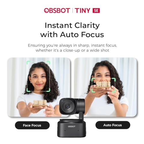 Image of OBSBOT Tiny SE AI-Powered PTZ Webcam, FHD 1080p@100FPS | 1 /2.8″ Sensor, AI Auto Tracking, Gesture Control, 4X Zoom, Staggered HDR, Noise-Cancelling Mic | Webcam for Streaming & Video Calls