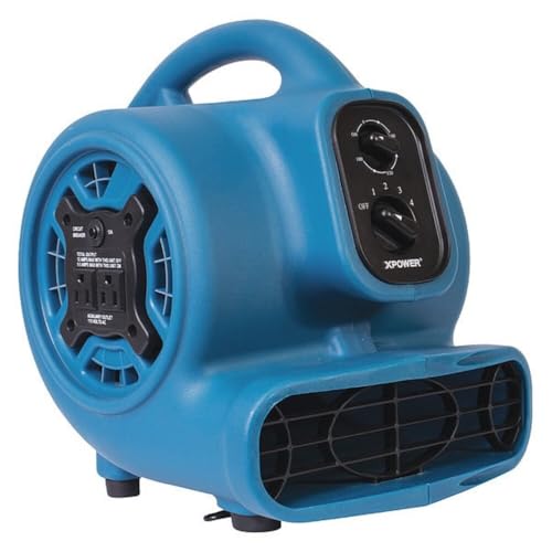 XPOWER P-230AT 1/5 HP 800 CFM 3 Speeds Mini Air Mover with 3-Hour Timer and Built-In Dual Outlets for Daisy Chain, 2.3-Amp