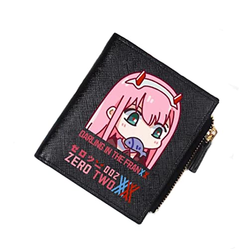 Anime 002 Bifold Wallet Artificial Leather Money Bag Slim Credit Card Holder, Purse for Girls(Black)
