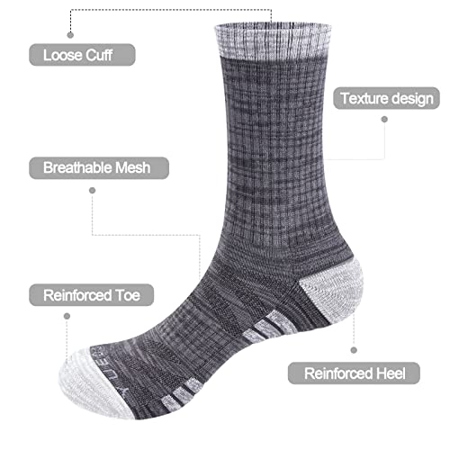 Image of YUEDGE Womens Socks Moisture Wicking Cushioned Crew Socks For Women, Performance Gym Tennis Training Athletic Socks, 5 Pairs