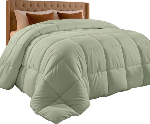 Utopia Bedding Queen Comforter Duvet Insert, Quilted Sage Green Comforter