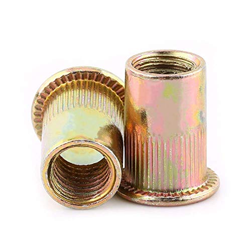 Tuercas de Remache Acero al Carbono Remache Roscado Métrico Remache de Cabeza Plana Inserto de Remache Nutsert Rivnuts Kit (M3 100pcs)