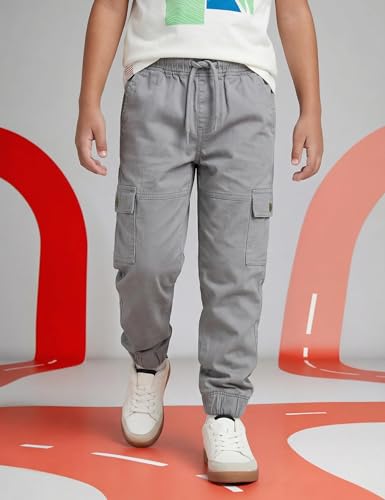 Image of Amazon Brand - Symbol Boy's Cotton Cargo Jogger | Elasticated Waistband and Cuff | Stretchable | Age 2-14 Years