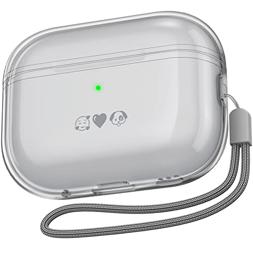 NIUTRENDZ Airpods Pro ��2���� �P�[�X �����ی�J�o�[ ������ LED�� �S�ʕی� �����h�~ �L�Y�h�~ �ϏՌ� �h�o Airpods Pro 2�i2022�j�p (Airpods Pro ��2����, �O���C)