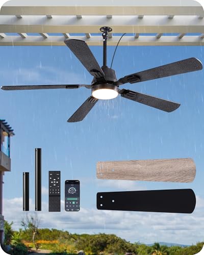 EDISHINE 52" Outdoor Ceiling Fan with Light, IP66 Waterproof Gazebo