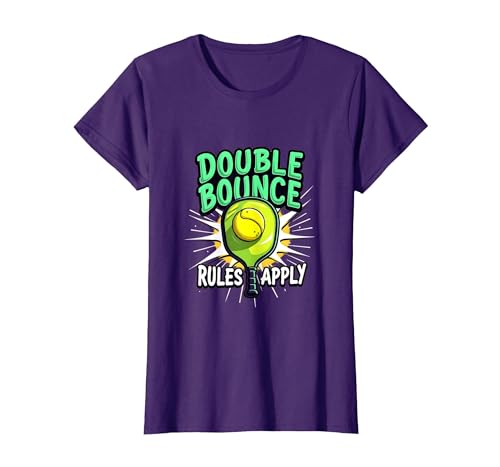 Double Bounce Rules Apply Pickleball Design T-Shirt, Women, Purple, 3X-Large