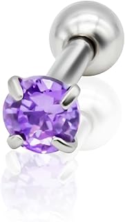 [HSP] ボディピアス 軟骨ピアス サージカルステンレス 立爪 ラウンドCZ ストレートバーベル