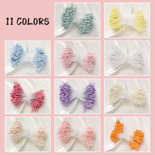 Miniatura 4 de 1100 Piezas Estambre De Flores Artificiales 2 Mm,Pistilos Flores Manualidades Con Dos Cabezas De Perlas,Hmcey Estambres De Flore Colores,Flower Stamens Para Bricolaje, Decoracion, Diy - 11 Colores