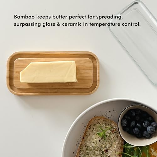 Kivy Glass Butter Dish With Airtight Lid That Keeps Butter Soft - For Countertop And Refrigerator Door Shelf - Butter Tray With Lid Fridge - Butter Holder For Counter - Covered Butter Dishes thumb #4