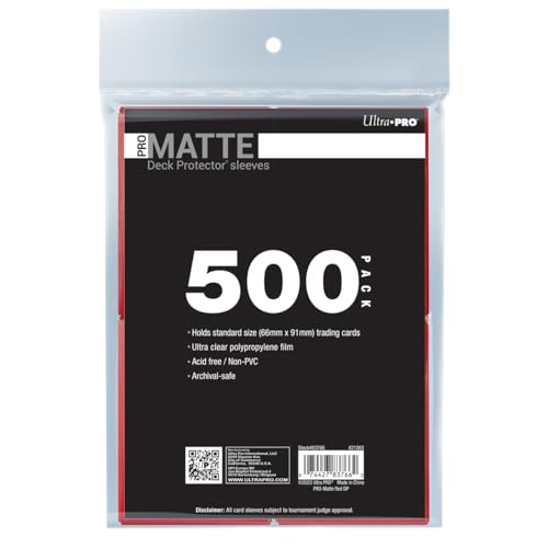 Ultra PRO - 500ct Red PRO-Matte Standard Card Sleeve Deck Protector, Protect & Store Collectible Cards, Sports Cards, MTG, D&D Cards, Sized to Fit Standard Size Cards, High Clarity Matte Finish