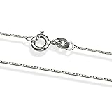 585 Gold Gestempelt 14 Karat / 585 Gold Italienisch Venezianer Box Kette Weißgold Unisex - Breite 1 mm - verschiedene Längen (50)