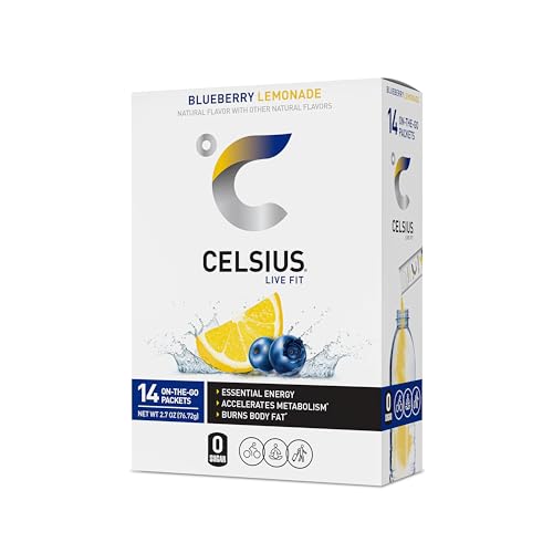 Image of CELSIUS On The Go Blueberry Lemonade, Sugar Free Energy Drink Mix (14 Sticks per Pack) (Pack of 6)