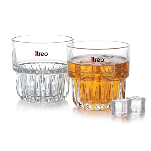 Image of Treo by Milton Empress Whiskey Glass Set of 6, 255 ml Each I Crystal Clear Glass I Classic Design I Tumbler for Whiskey, Bourbon, Scotch & Cocktails