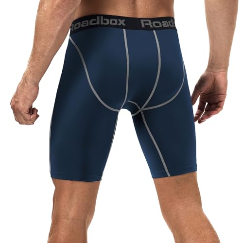 Roadbox 1 or 2 Pack Compression Shorts for Men, Athletic Workout Performance Underwear, Running Gym Spandex Sport Base Layer3