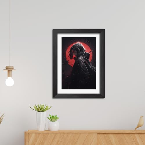 Image of TenorArts Itachi Poster Naruto Anime Laminated Posters Photo Frame Painting with Matt Finish Black Textures (12inches x 9inches)